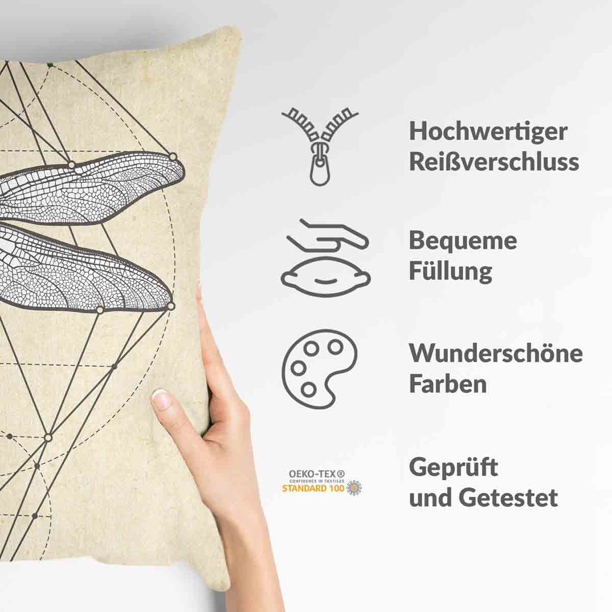 Almohada de salud amarilla con libélula