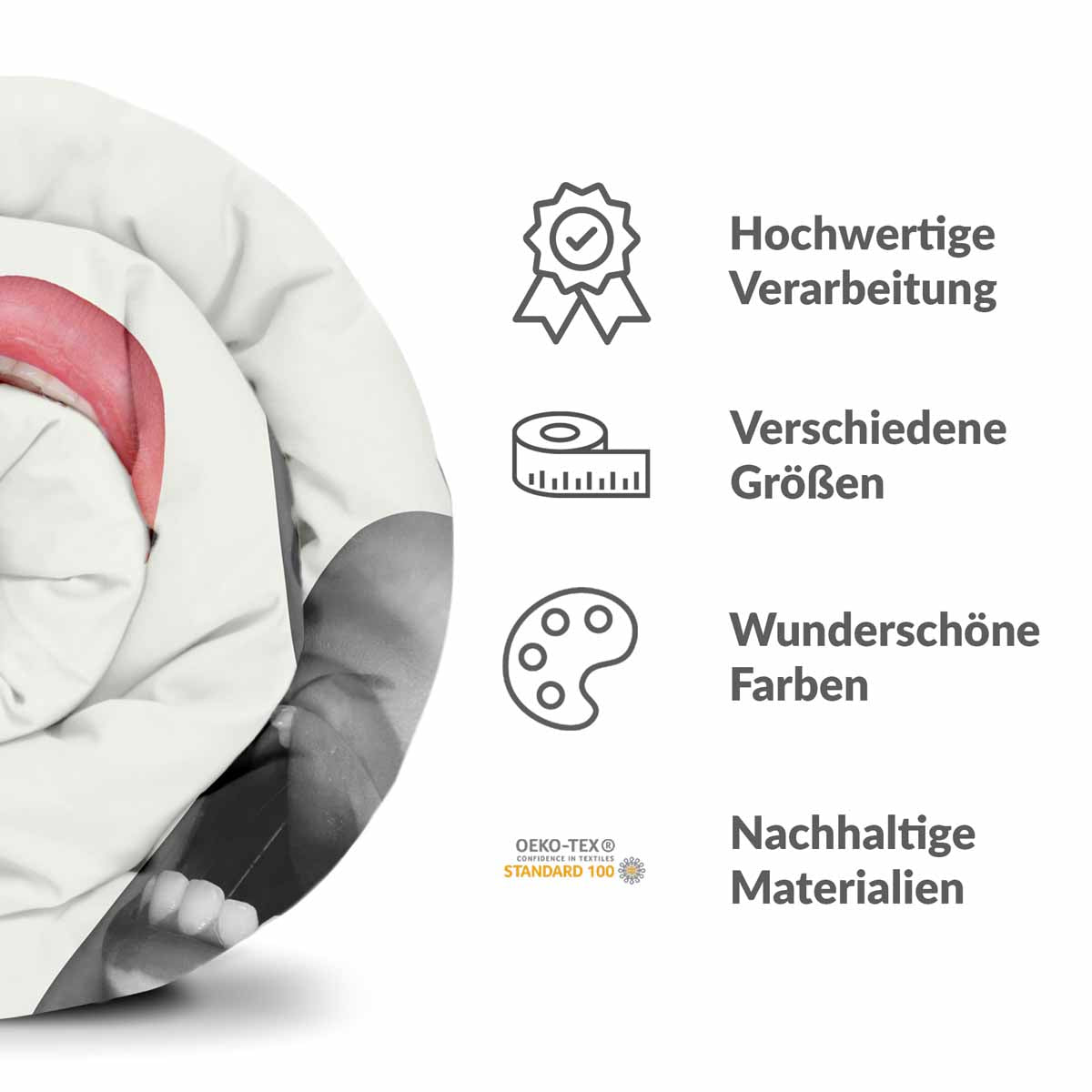 Set de ropa de cama con manta terapéutica blanca con labios