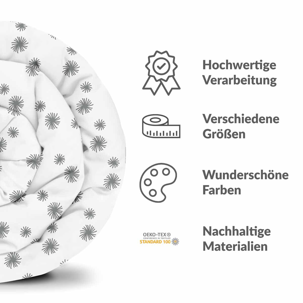 Juego de ropa de cama con manta terapéutica blanca con borlas grises