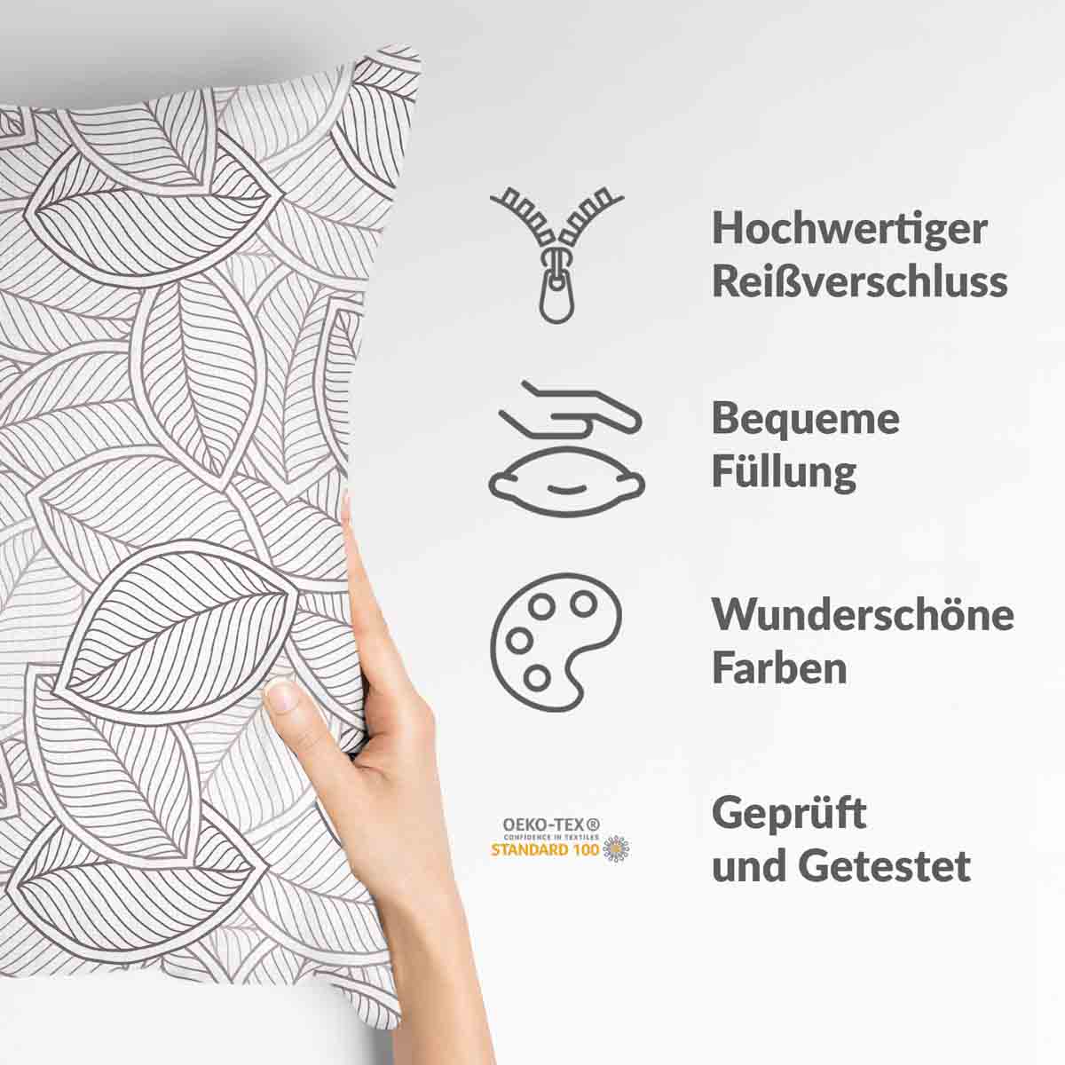 Almohada de salud con hojas de palma grises