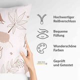 Almohada de salud rosa con hojas