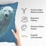 Almohada de salud azul con oso polar