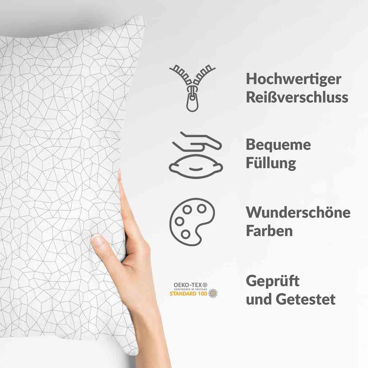 Almohada de salud blanca con mosaico