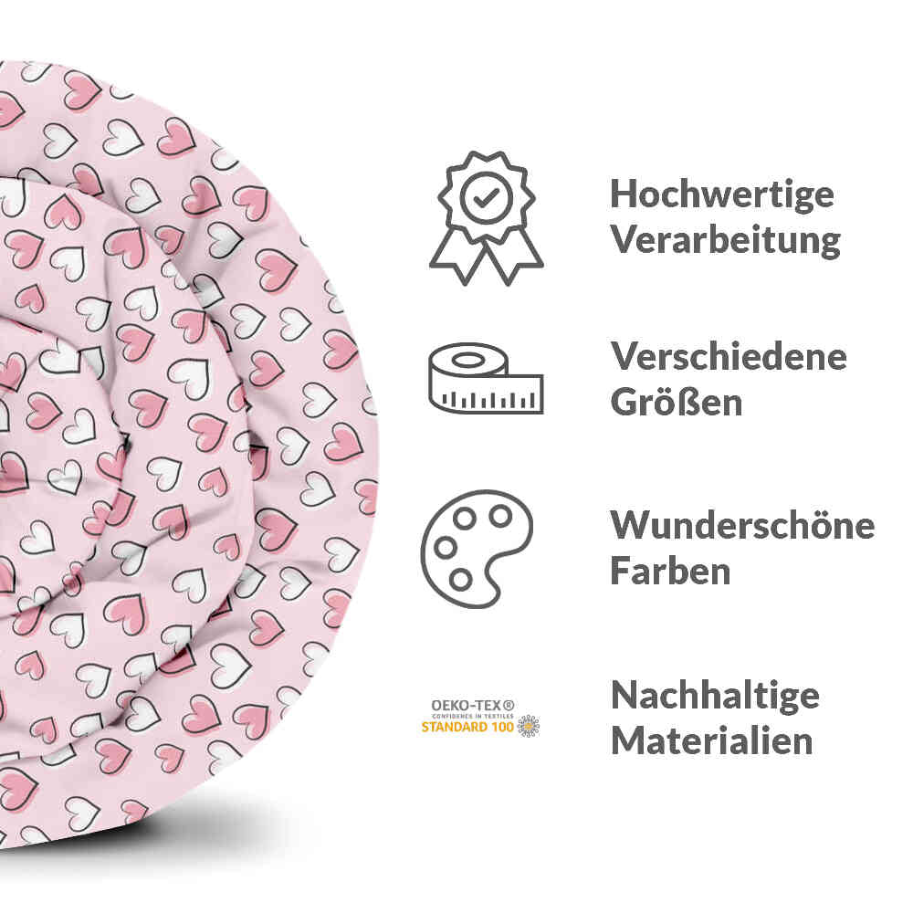 Juego de ropa de cama con mantas terapéuticas y corazones dulces