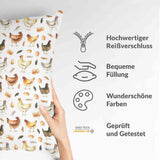 Almohada de salud blanca con gallinas