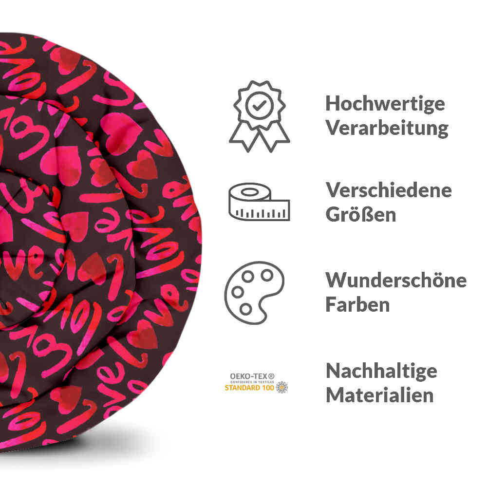 Set de ropa de cama con manta terapéutica negra con inscripción Love