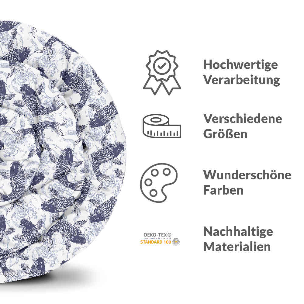 Set de ropa de cama con manta terapéutica y kois azules