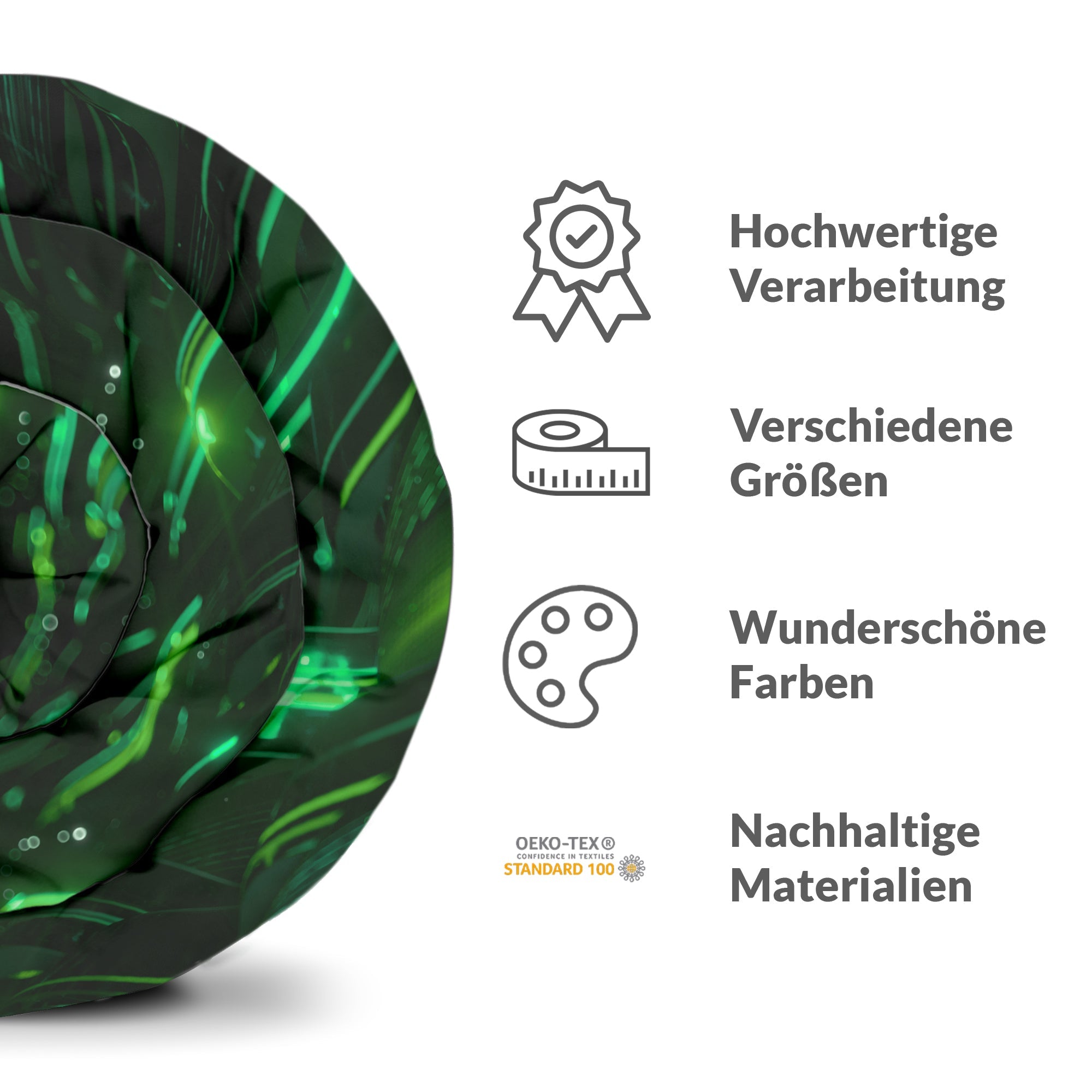 Manta terapéutica original - Funda de algodón verde con caracteres chinos