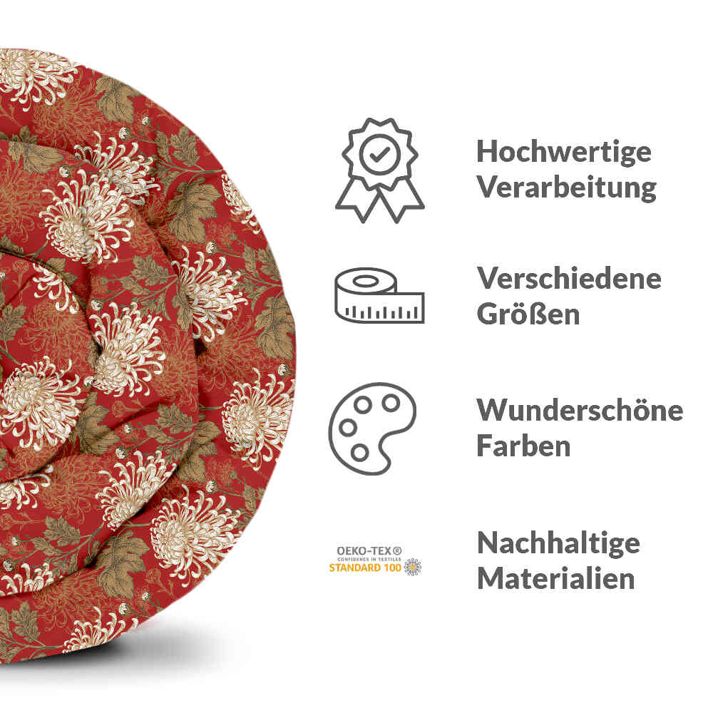 Set de ropa de cama con manta terapéutica roja con gran flor