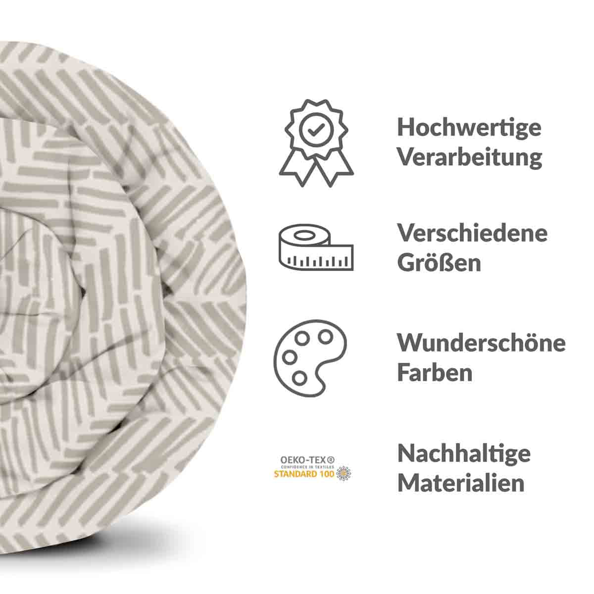 Set de ropa de cama con manta terapéutica beige con rayas