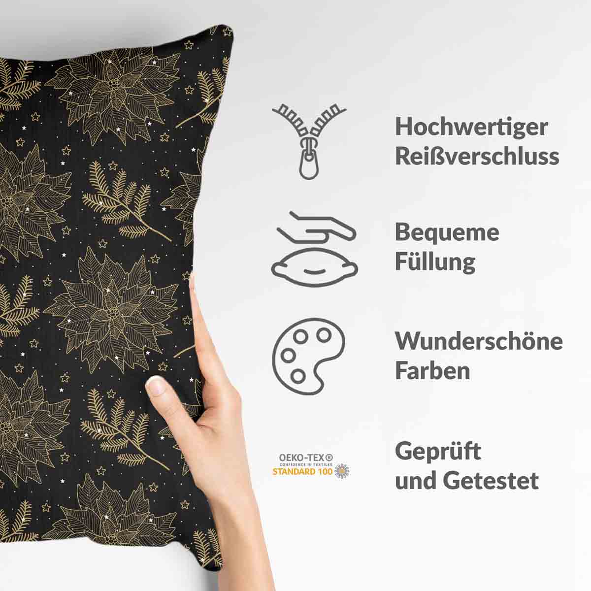 Almohada de salud negra Estrella de Navidad