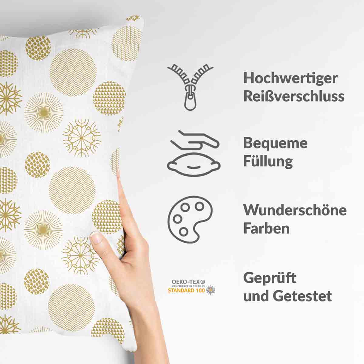 Almohada de salud adorno navideño dorado