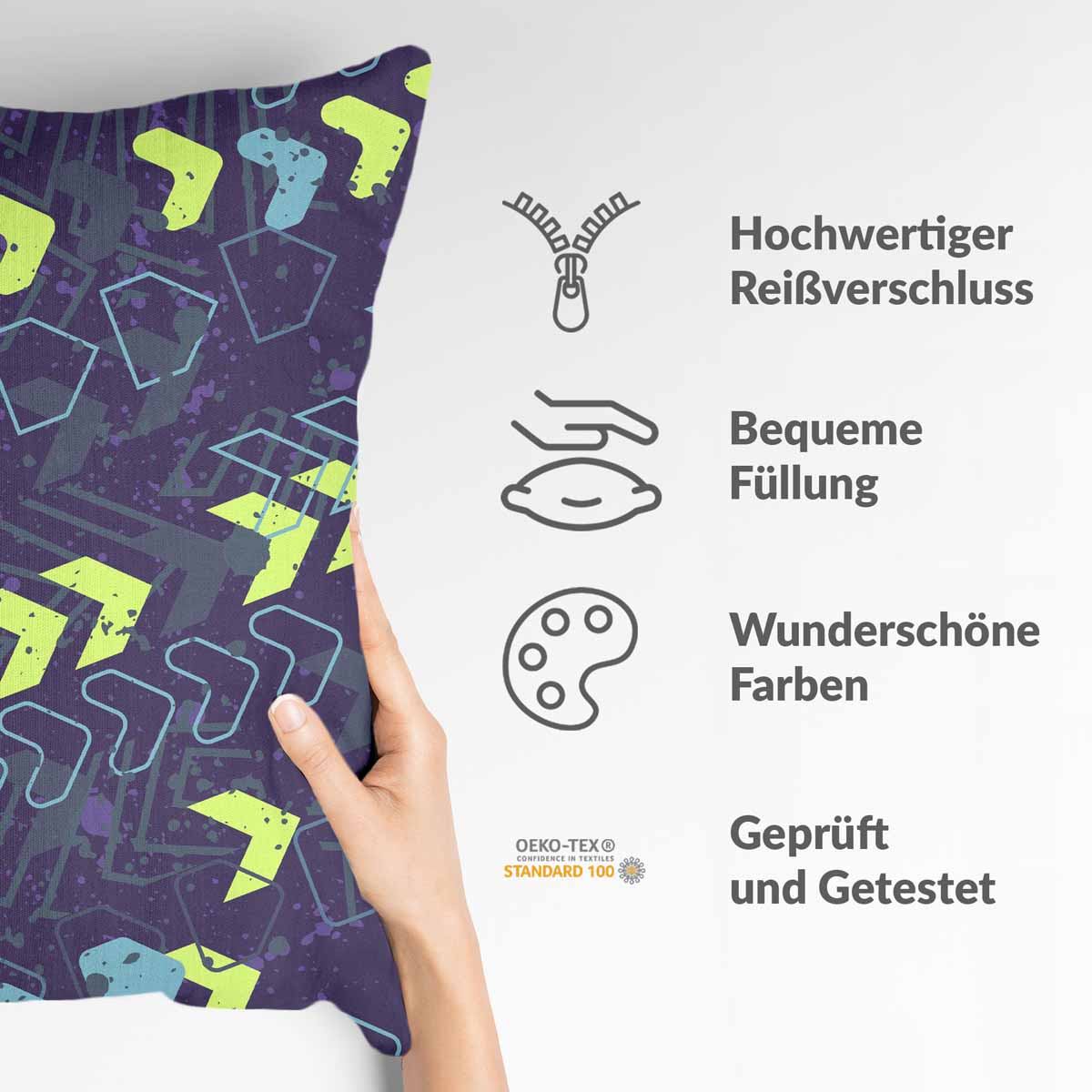 Almohada de salud azul oscuro con flechas