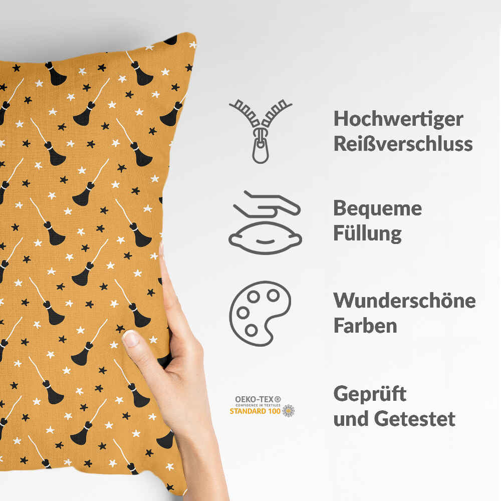 Almohada de salud naranja con escoba de Potter