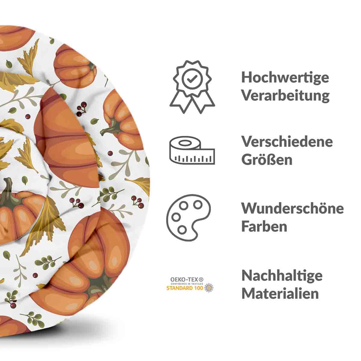 Juego de ropa de cama con mantas terapéuticas blancas con grandes calabazas