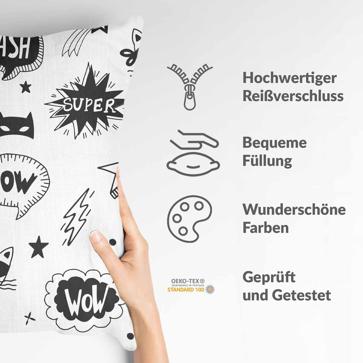 Almohada de salud blanca superhéroes