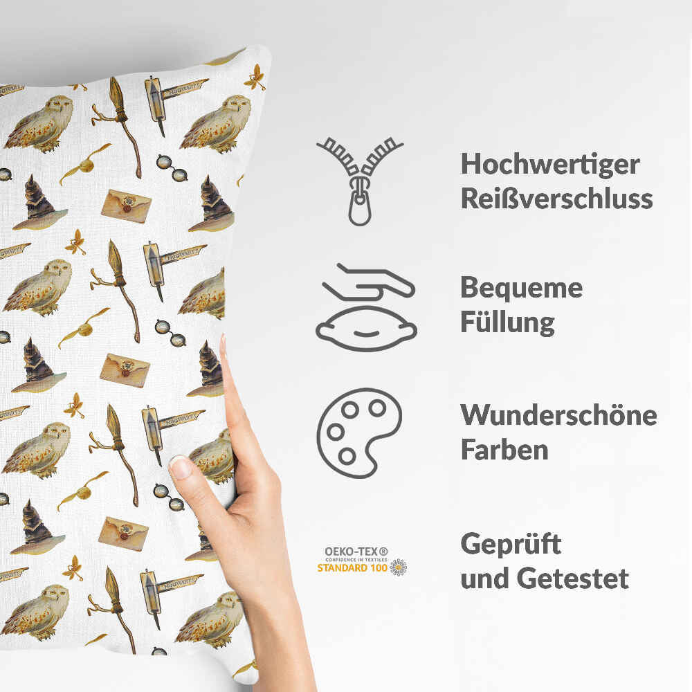 Almohada de salud blanca con búhos