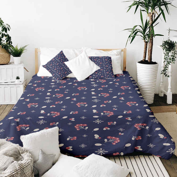 Set de ropa de cama y manta terapéutica azul grosella roja