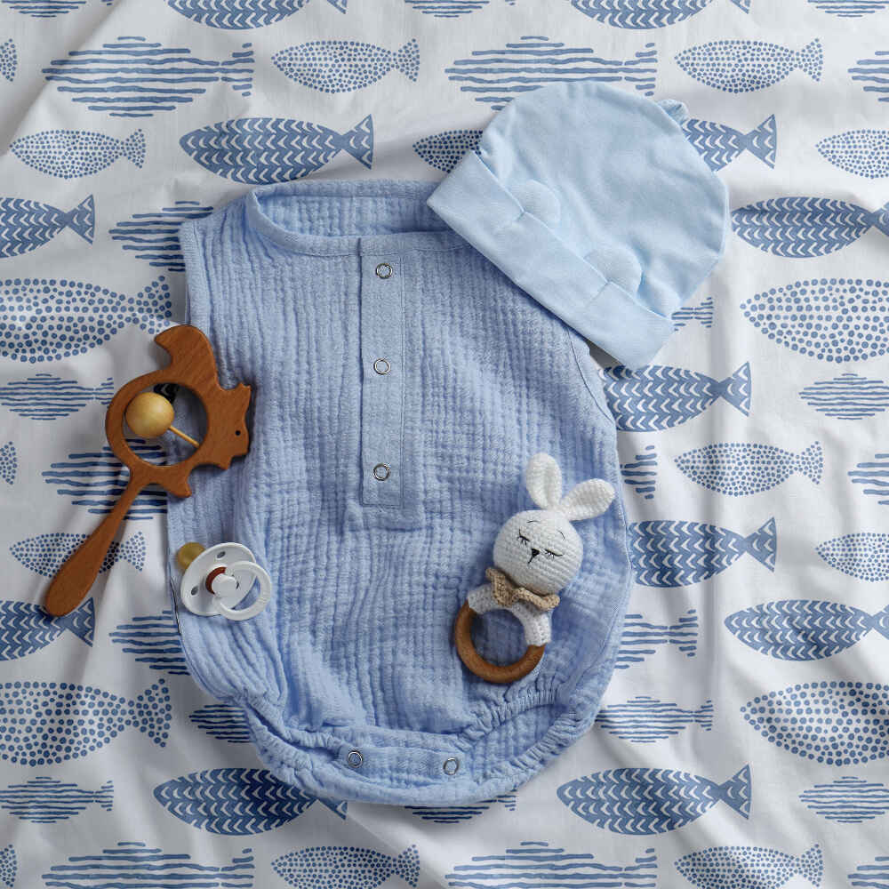 Set de ropa de cama con manta terapéutica peces azules