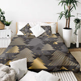 Set de ropa de cama con mantas terapéuticas y árboles de abeto dorados