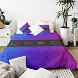Set de ropa de cama con mantas terapéuticas moradas con formas
