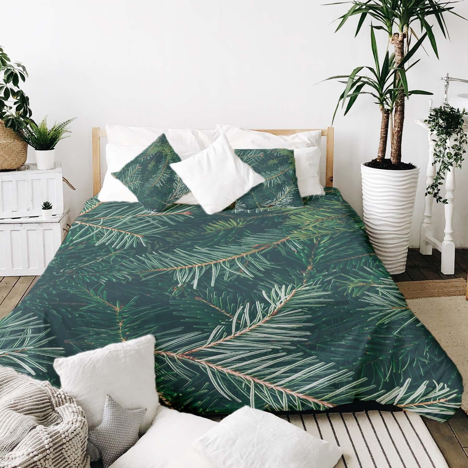 Manta terapéutica original - Funda de algodón con ramas de abeto verdes