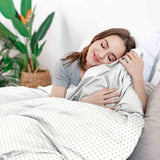 Set de ropa de cama para manta terapéutica blanca con puntitos dorados