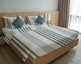 Set de ropa de cama con mantas terapéuticas gris con rayas gruesas y delgadas