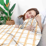 Set de ropa de cama con manta terapéutica amarillo a cuadros