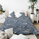 Set de ropa de cama con manta terapéutica azul con conchas