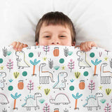 Set de ropa de cama con mantas terapéuticas y dinosaurios coloridos
