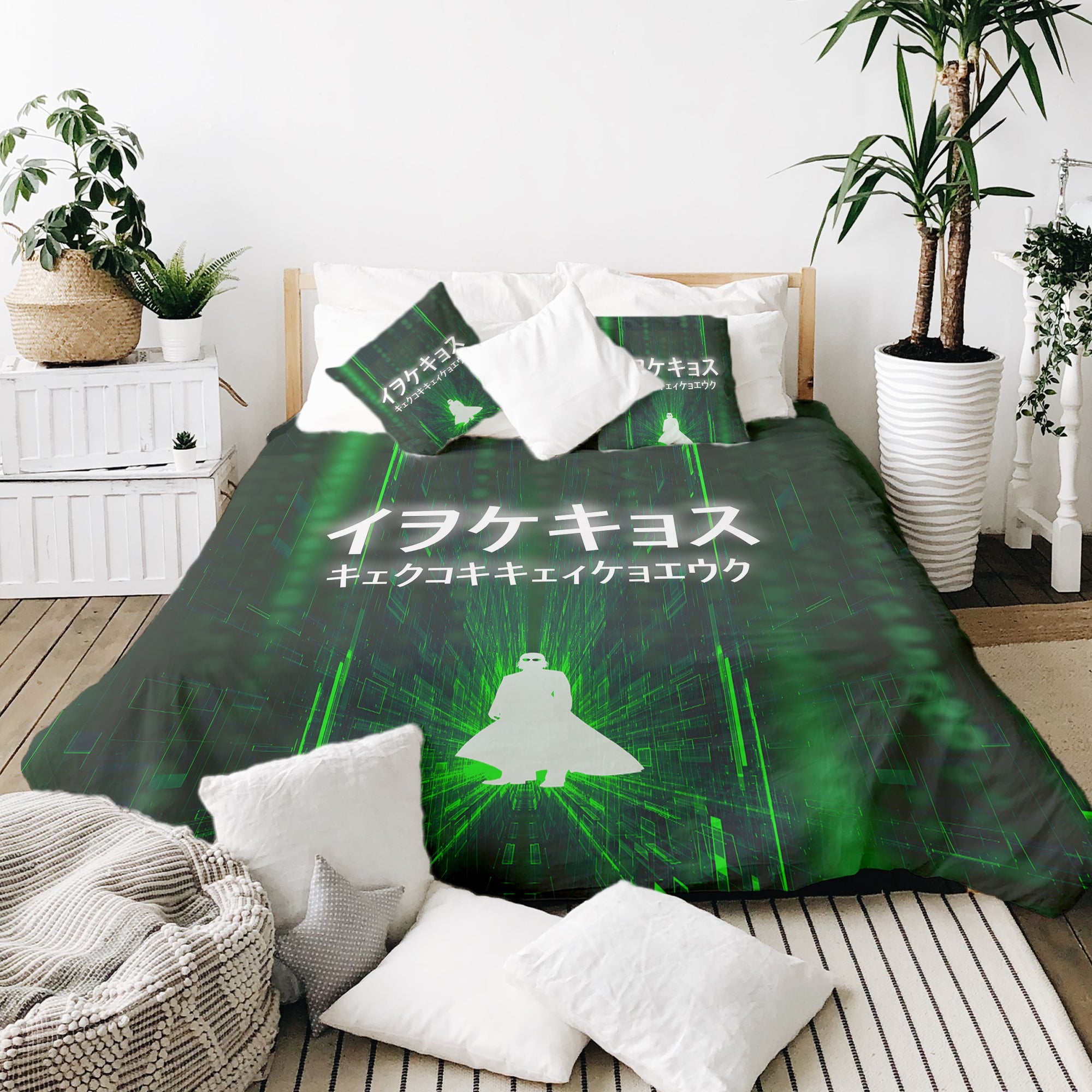 Original Therapiedecke - Juego de ropa de cama de algodón en verde con caracteres