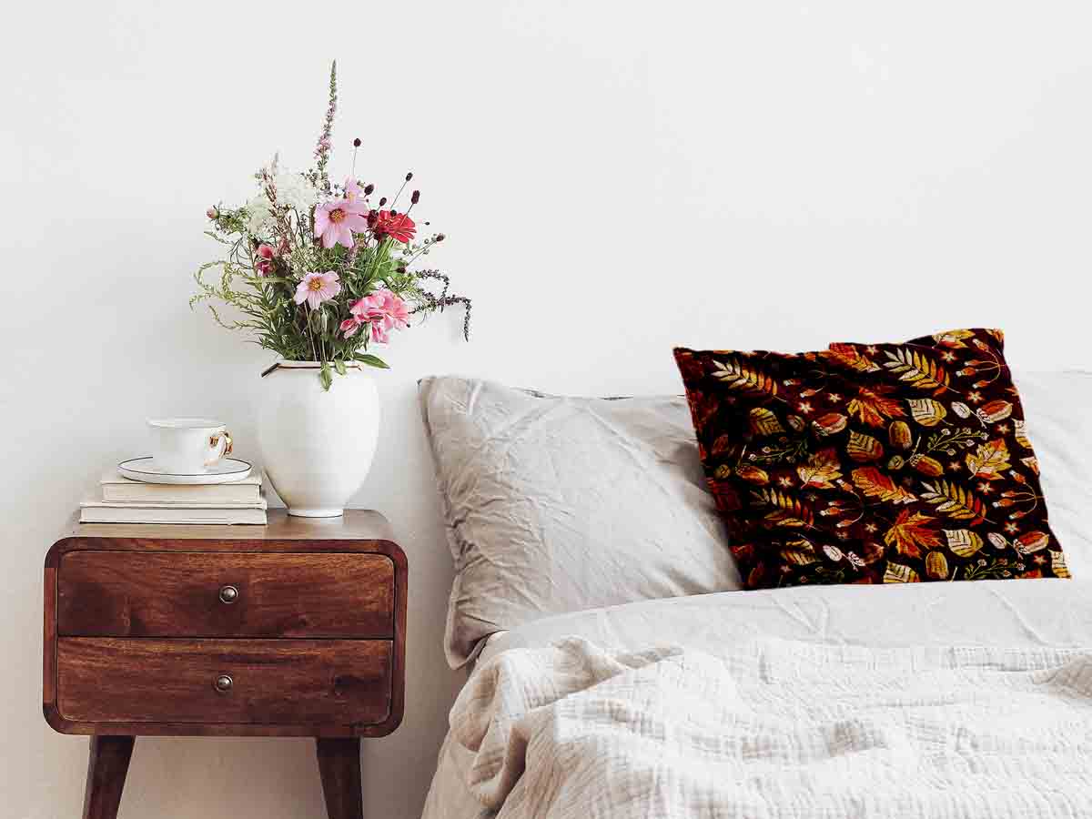 Almohada de salud hojas otoñales marrones