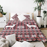 Set de ropa de cama con manta terapéutica de cuadros con reno