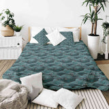 Set de ropa de cama con manta terapéutica ondas turquesa-verde