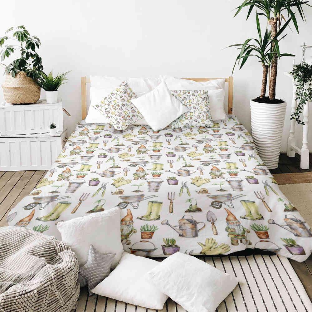 Juego de ropa de cama con manta terapéutica blanca para jardinería