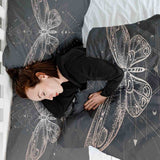 Juego de ropa de cama con manta terapéutica negro con mariposa