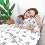 Juego de ropa de cama de mantas terapéuticas blancas con pendientes bohemios