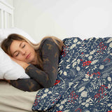 Set de ropa de cama con mantas terapéuticas y hojas navideñas