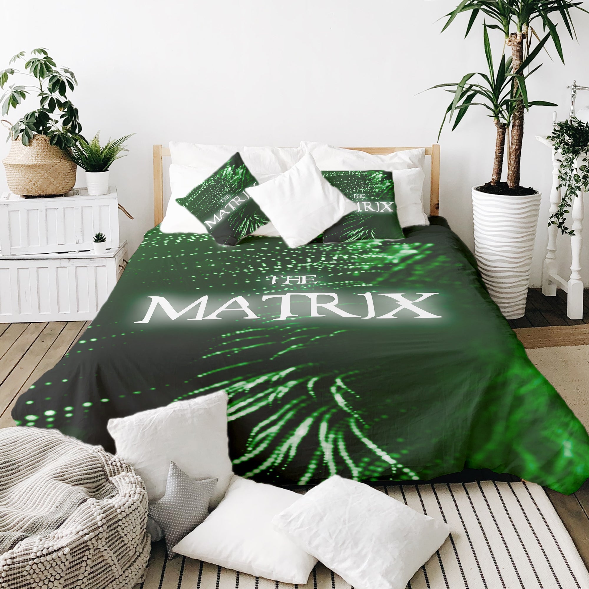 Set de ropa de cama y manta terapéutica verde The Matrix