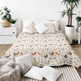 Manta terapéutica original - Funda de algodón blanca con gallinas