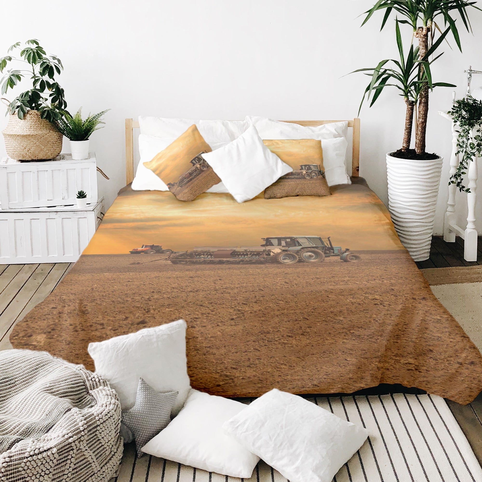 Set de ropa de cama con mantas terapéuticas Dos tractores