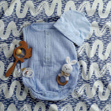 Manta terapéutica original - Funda de algodón azul con ondas blancas
