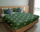 Set de ropa de cama con mantas terapéuticas verde con abetos