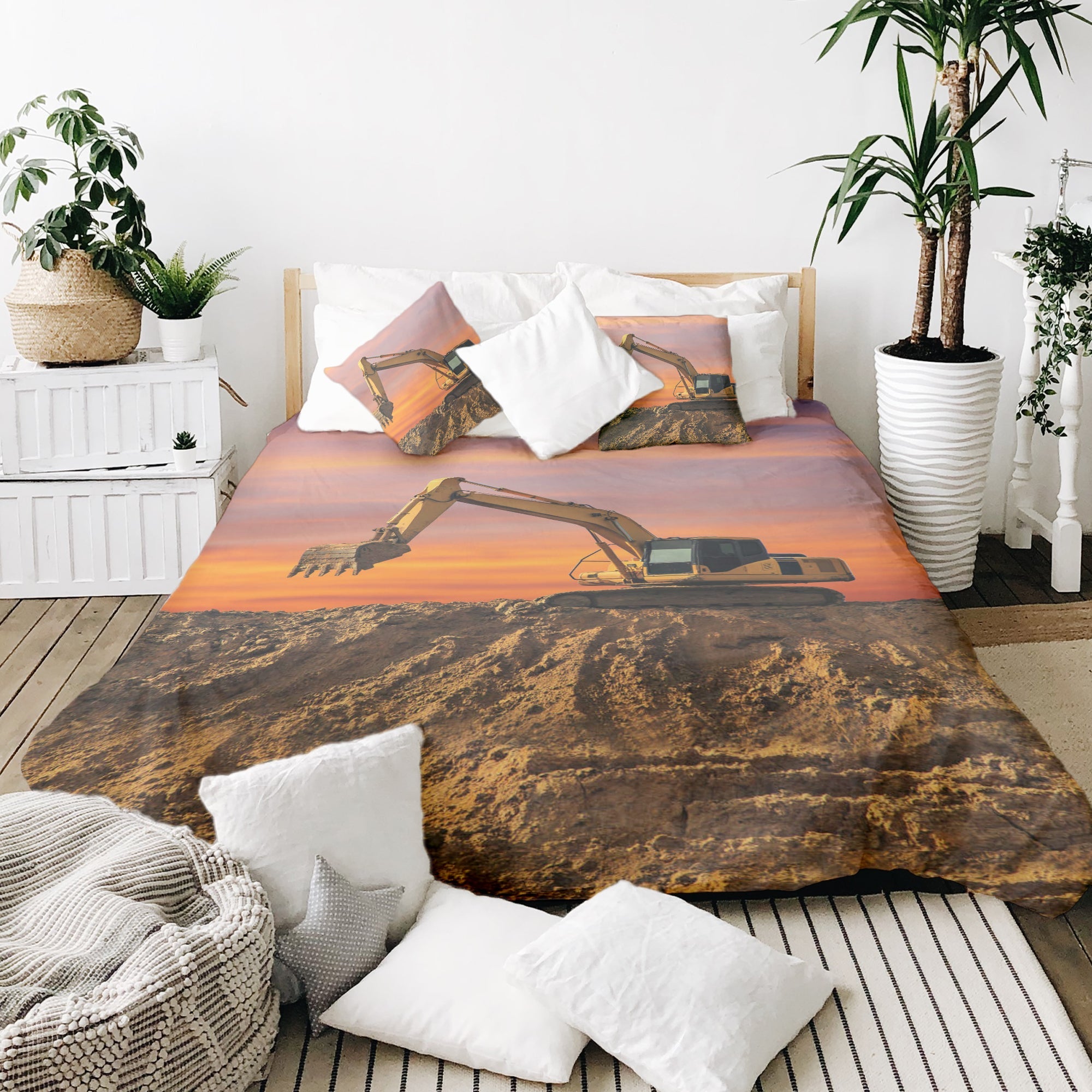 Set de ropa de cama con manta terapéutica Tractor al amanecer