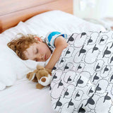 Juego de ropa de cama con mantas terapéuticas blancas con ovejas