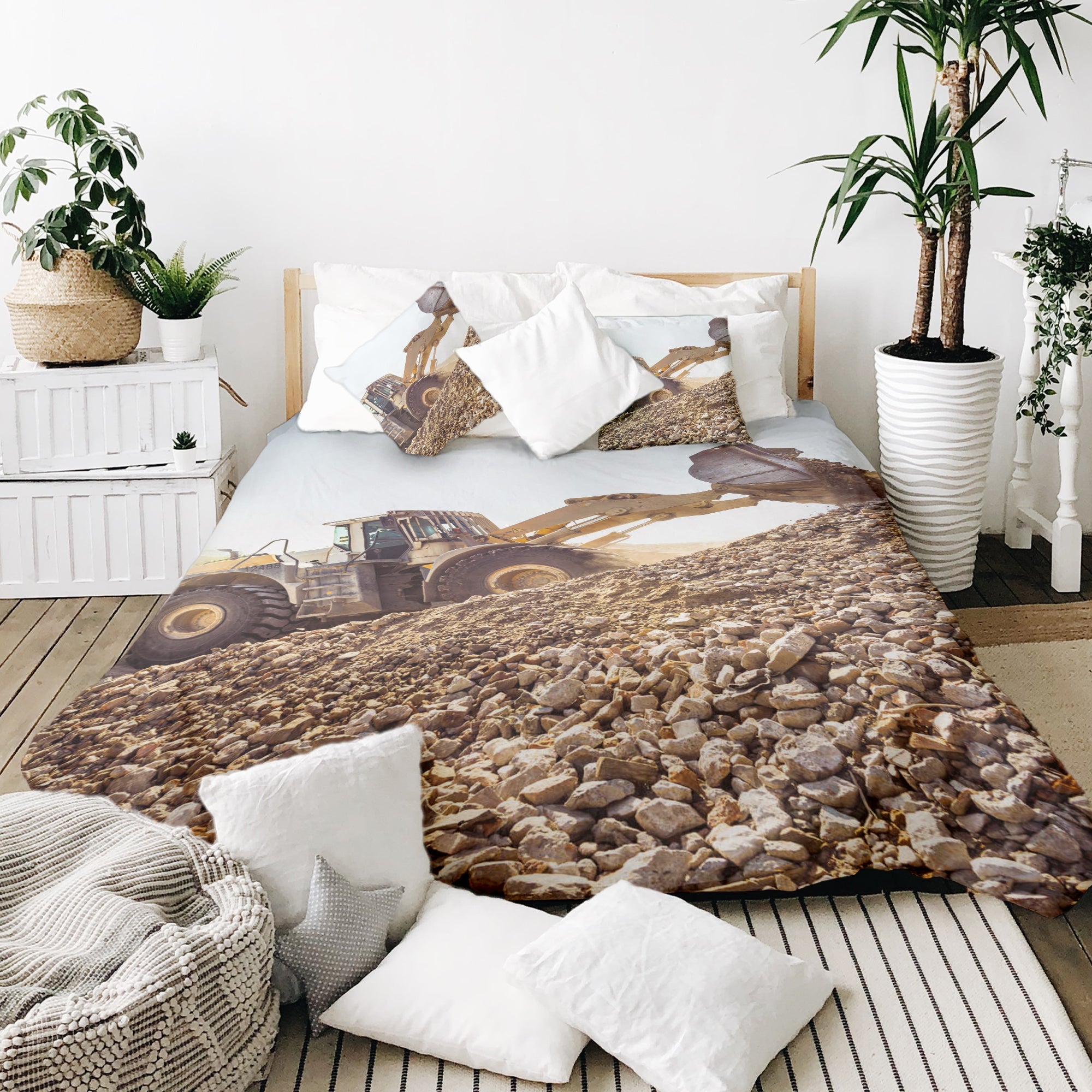 Set de ropa de cama con manta terapéutica Tractor en la montaña