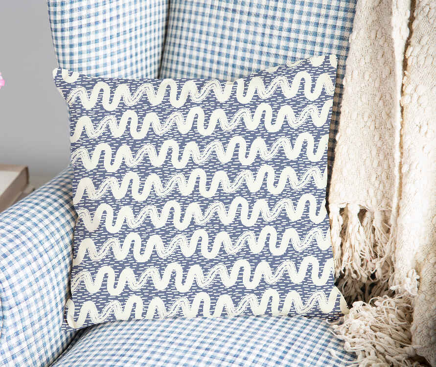 Almohada de salud azul con ondas blancas