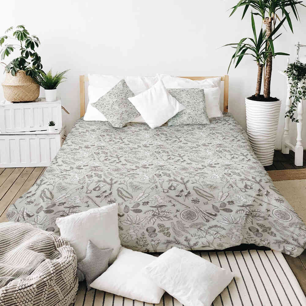 Set de ropa de cama y mantas terapéuticas gris especia