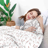 Juego de ropa de cama con mantas terapéuticas blancas con delicadas rosas